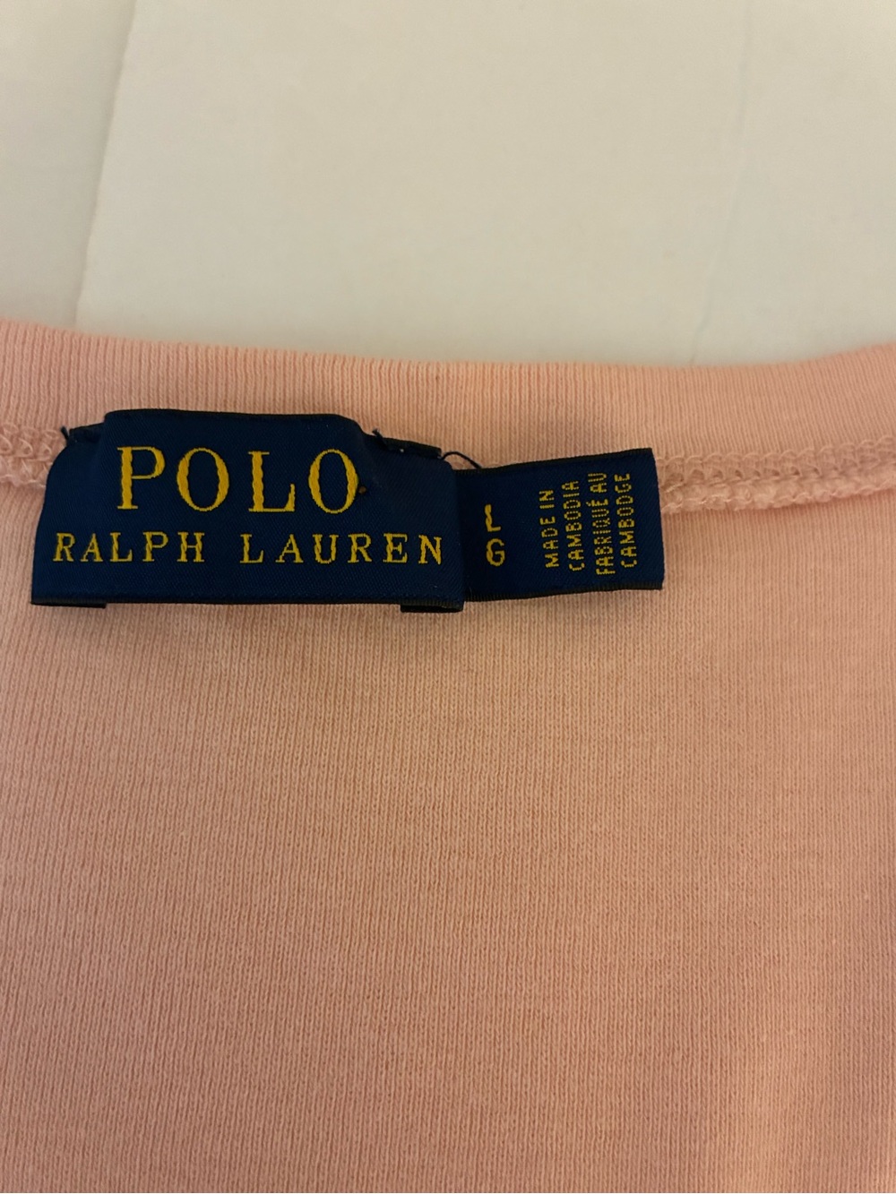 Ralph Lauren Women's V-Neck Tee in Soft Peach Embroidered Logo Casual Preppy - Picture 6 of 12